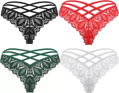 Avidlove Sexy Cheeky Panties for Women Lace Criss Cross Bikini Underwear 1-4 Pack