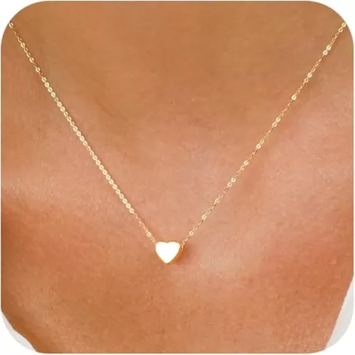 BAYLAY Gold Heart Necklace for Women Girls, 18K Gold/Silver Plated Cute Heart Necklace Simple Dainty Gold Heart Necklace for Women Teen Girl Gifts Trendy Stuff Gold Jewelry for Women