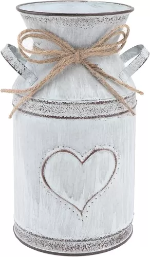 Cabilock Metal Vase Heart Shaped Vintage Watering Can Milk Jug Farmhouse Vase Rustic Floral Arrangement Planter for Decor Indoor and Outdoor Use