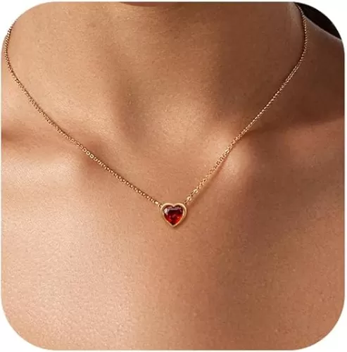 Cute Heart Necklace for Women Gold/Silver Plated Heart Pendant Choker Necklaces Tendy Love Heart Chain Necklace Dainty Gold/Silver Necklace Jewelry Gifts for Women