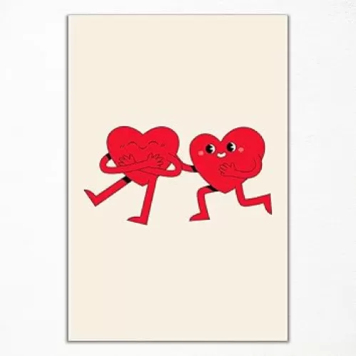 Cute Red Hearts Canvas Wall Art, Trendy Love Hearts Poster, Valentines Day Poster, Couple Wall Art, Retro Aesthetic Dorm Room Print, Teen Girls Bedroom Apartment Girly Art 12x16in Unframed