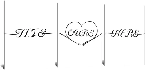 Derkymo 3 Pieces Romantic Sign Wall Art Love Quote Modern Picture Prints Decor His Hers Ours Love for Home Decorations 12"x16"x3 Pieces
