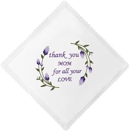 Embroidered Handkerchiefs for Women, Cotton Lace Handkerchiefs for Mom Keepsake Gift On Mother’s Day Birthday Wedding