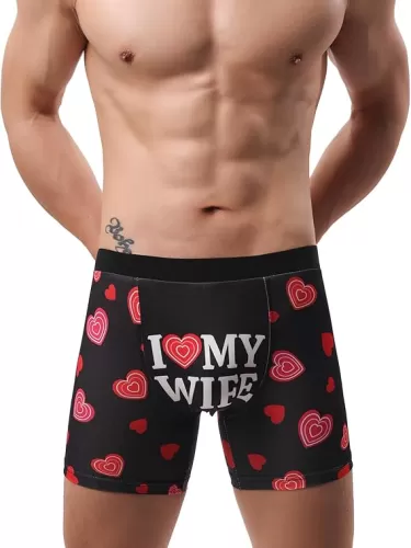 Evankin Men Funny Heart Boxer Briefs, Sexy Fun Novelty Underwear, Comfort Breathable Soft Underpants Shorts