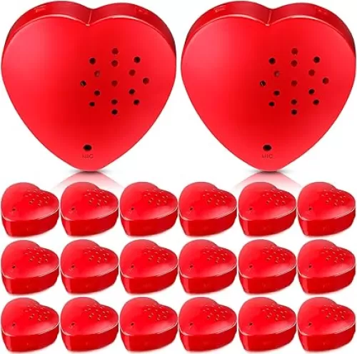 Fabbay 20 Pack Voice Recorder for Stuffed Animal 30 Seconds Heart Red Push Button Heart Sound Recorder Recordable Device for Stuffed Animals Blanket Pillow Message Recording