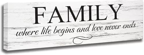 Family Wall Decor Home Sign - Family Signs for Home Decor, Living Room Wood Framed Art Canvas Decorative Signs, Large Wooden Rustic Decorations, Kitchen Farmhouse Love Quotes Decoration