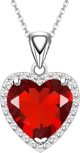 GZWHD Love Heart Pendant Necklaces for Women Girls Cubic Zirconia Birthstone Gift Valentine's Day/Mother's Day/Christmas/Anniversary/Birthday Gift for Mother/Wife/Friend/Daughter/Lover Wedding/Prom/Party Necklace Pendant