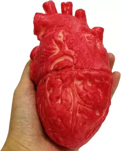 Halloween Heart Props, Realistic Bloody Fake Heart, Fake Human Heart Latex Life Size Heart Bloody Horror Props for Halloween