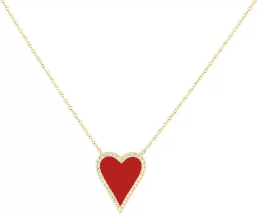 Heart Necklace for Women Trendy Preppy Jewelry Gold Plated Love Heart Pendant, Heart Paperclip Chain Necklace Cute Heart Necklaces Birthday for Women Dainty Jewelry