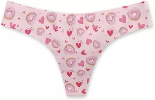 Heart Thong Pack for Women Red Hearts G-String Panties Seamless Low Waist Underwear for Valentine