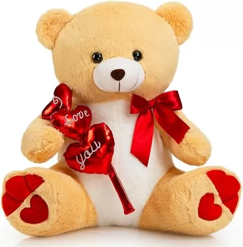 HollyHOME I Love You Teddy Bear Stuffed Animal Plush Teddy Bear with Red Hearts and Bow Sweet Plush Toy Gift 20 inches