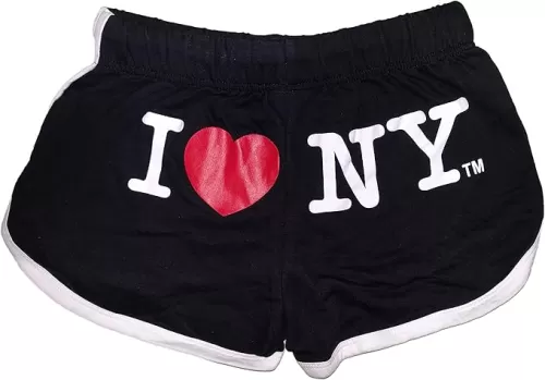 I Love NY Summer Shorts Ladies Black Womens Girls Short