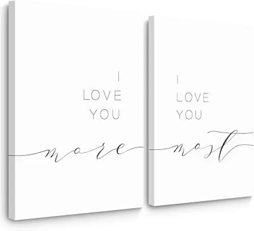 I Love You More I Love You Most Wall Decor Loving Quotes Canvas Wall Art Above Bedroom Prints for Couples Minimalist Pictures Romantic Poster Bedroom Artwork Painting 12x16x2 Inch Wrapped Canvas