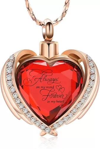 Imrsanl Cremation Jewelry for Ashes Pendant - Crystal Heart Urn Necklace with Mini Keepsake Urn Memorial Ash Jewelry