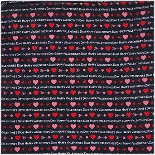 Jacob Alexander Men's Happy Valentine's Day Hearts and Love Arrows Pocket Square Handkerchief Hanky - Black White Red