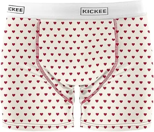 KICKEE Full of Hearts Men’s Underwear, Silky Soft and Comfy Fitted Underwear
