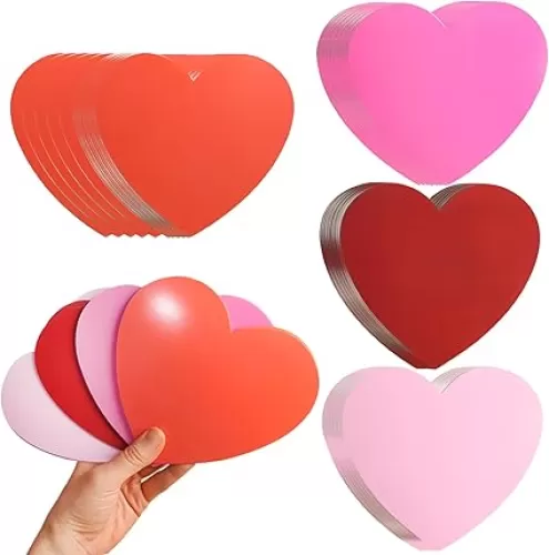 Large Paper Hearts Cutous, 80 Pcs Red Pink 6 inches Die Cuts Heart Shape Cards for Valentine’s Day and Wedding Craft, Classroom Bulletin Board Decor