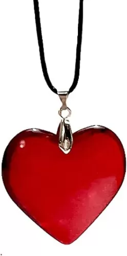 Lnnmomn Large Red Semi-Transparent Solid Glass Heart Pendant Necklace Aesthetic Simple Chunky Glass Heart Choker Necklace for Women