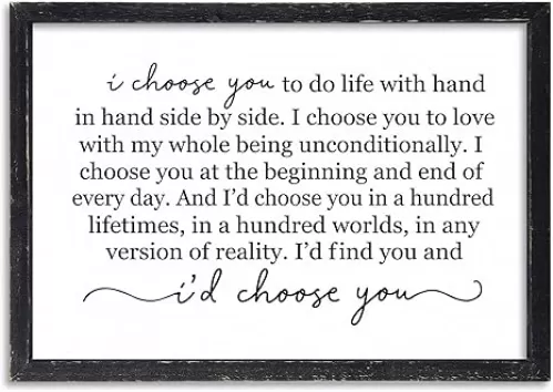 LuZhiQiang I Choose You To Do Life Sign Wall Decor 16X11 I Love You InchRomantic Marriage Art Wooden Framed Wall Hanging (Black)