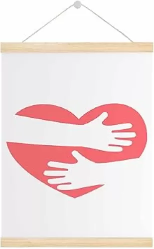Malquwr Big Hug Poster 16X24 Inch Red Love Heart Art Posters for Dorm Home Office Classroom