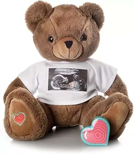 MBHB Digital Voice Recorder Stuffed Bear Ultrasound Tshirt w/20 Second Recorder, Capture Baby's Heartbeat During Pregnancy + Ultrasound for Baby Showers, Registry, Birthdays, New Mom Gift, Cocoa