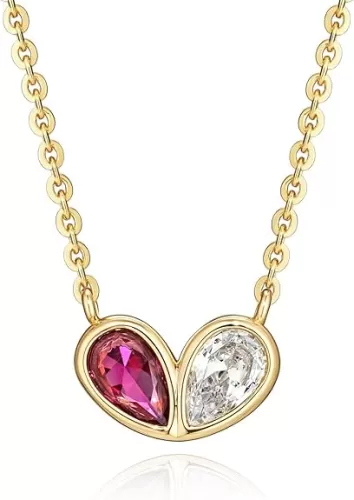 MEVECCO Gold Heart Necklace for Women 18K Gold Plated Dainty Crystal Cubic Zircon Handmade Heart Love Necklace Jewelry Gift