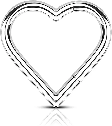 Minimalist Heart G23 Solid Titanium Daith Earrings 16G 10MM Septum Daith Jewelry Silver Gold Helix Daith Piercing Jewelry Surgical Steel