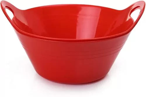 Mintra Home Plastic Bowls with Handles (4.5L Large 2pk, Red)