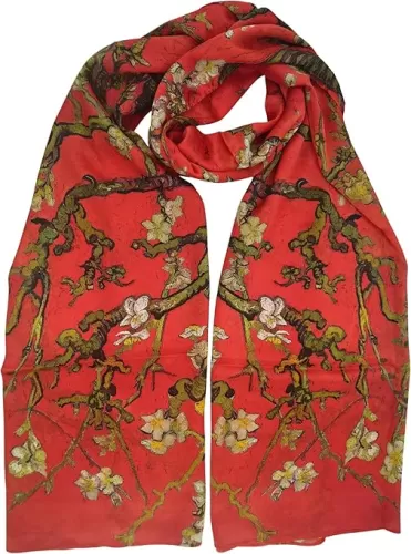 MutluHan Turkish Scarf - 100% Silk Floral Design | Red | Luxurious and Comfortable Women’s Scarf, Perfect for Gifts and Special Occasions, Suitable for Daily, Evening and Office Wear