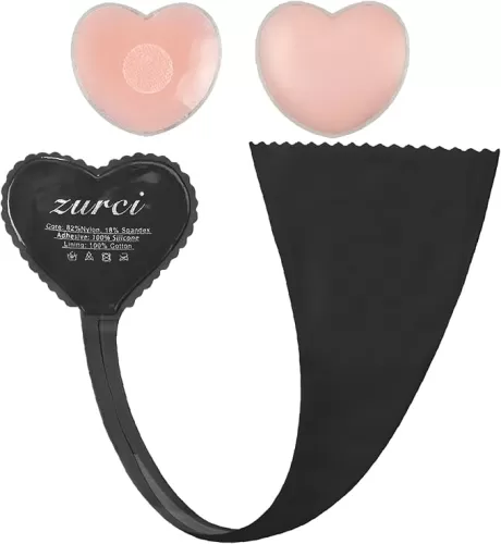 New Womens Invisible Panty Heart Shaped Underwear Panties Dress Necessary & Nipple Cover