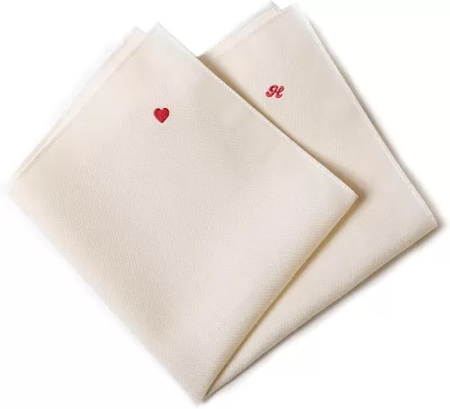 Organic Cotton Handkerchief, Every Hanky Plants a Tree, Embroidered Emoji, Dobby Weave, Made in Korea