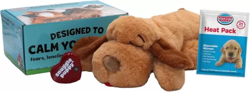 Original Snuggle Puppy Toys - Heartbeat Puppy for Dogs - Pet Anxiety Relief and Calming Aid - Comfort Dog Toys for Behavioral Training in Biscuit