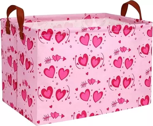 Personalized Easter Baskets for Kids Large Girl Foldable Storage Box for Gifts Kids Empty Storage Bins Rectangular Toy Organizer Decor (Two Love)