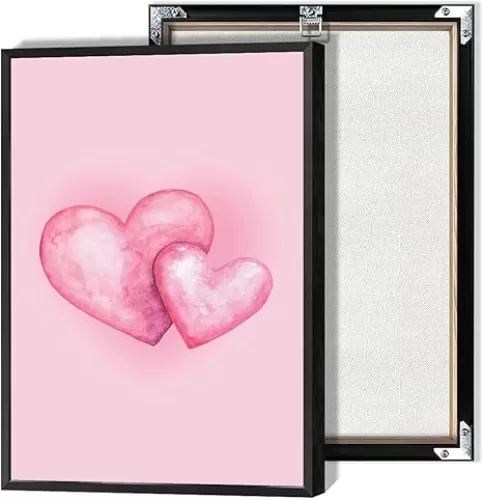 Pink Heart Wall Art Preppy Girly Minimalist Poster Cute Girl Room Decor Watercolor Aesthetic Heart Prints Painting For Home Bathroom Bedroom Living Room College Apartment 12x16in Unframed