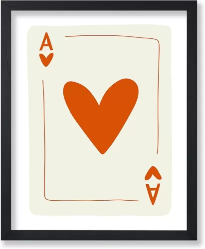 Poster Master Ace Of Hearts Poster - Playing Card Print - Casino Art - Card Art - Modern Art - Abstract Art - Chic Boho Art - Minimal Art - Living Room or Office Wall Decor - 8x10 UNFRAMED Wall Art