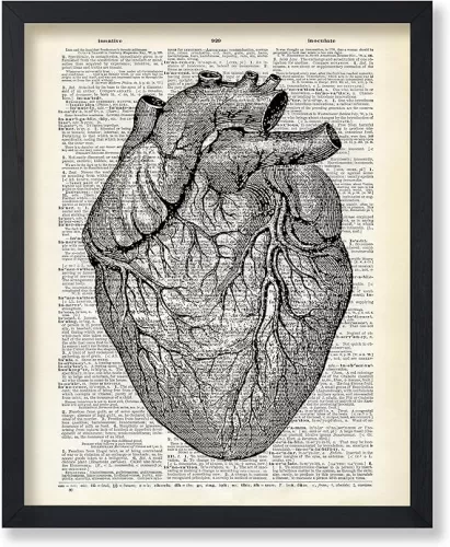 Poster Master Dictionary Art Poster - Retro Heart Print - Anatomy Art - Anatomical Heart Art - Gift for Him, Her, Doctor, Nurse - Decor for Clinic, Hospital, Doctor's Office - 8x10 UNFRAMED Wall Art