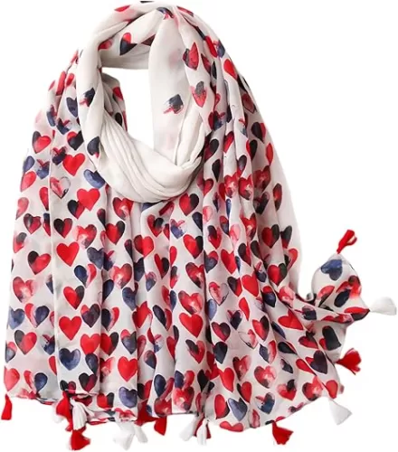 Red Heart Scarf Shawls and Wraps with Tassels for Women Fashion Scarves for Spring Summer Fall Winter