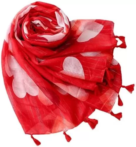 Red Love Heart Scarf Shawls and Wraps with Tassels for Women Fashion Scarves for Spring Summer Fall Winter