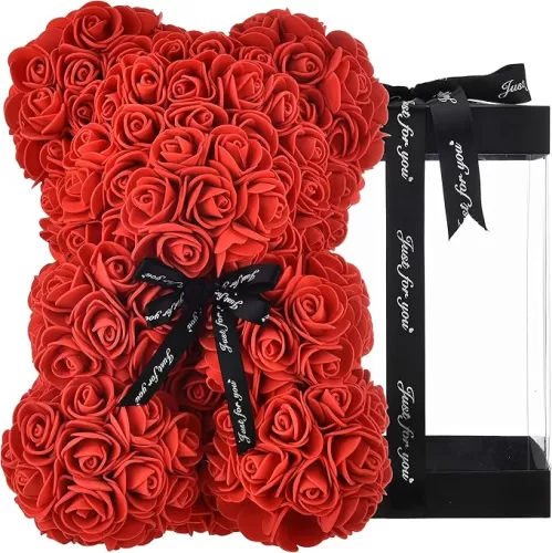Rose Bear Gifts for Mom Girlfriend Birthday Gifts for Women Gifts for her Teen Girls Mother Gifts Rose Teddy Bear Rose Flowers Bear Valentines Day, Birthday Bridal Weddings - Rose Bear with Box (red)