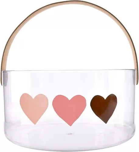 Santa Barbara Design Studio Valentines Day Ice Bucket with Handle Acrylic Champagne Bucket, 8.25" D x 4" H, Hearts