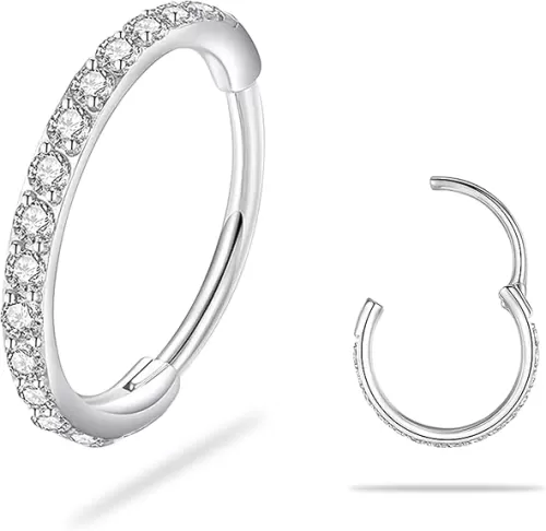 SmileBelle 14K Gold Hinged Nose Rings Hoop for Women 20G, 316L Surgical Steel Clicker Septum Ring, Hoop Huggie Earring for Upper Lobe Cartilage Helix Piercing Jewelry (8mm, 6mm, 10mm)