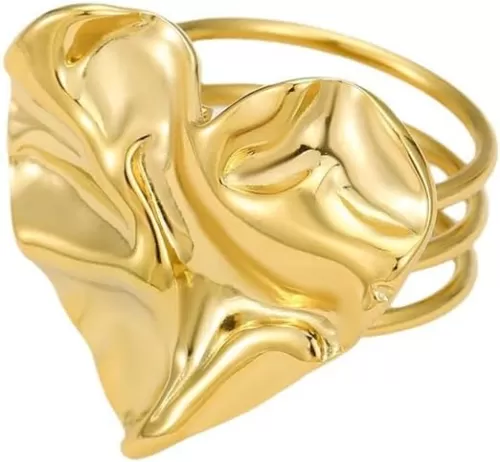 Textured Heart Silk Scarf Ring for Women Love Hearts Stainless Steel Shawl Clips Scarves Rings Buckle Holder Brooch Simple Finger Band Accessories Jewelry