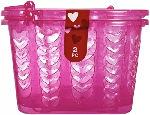TLC Love Gift Basket with Handle 2pack Pink for Valentines Day Or Just Because Heart 5.5"x5"