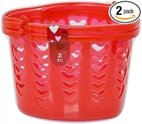 TLC Love Gift Basket with Handle 2pack Red for Valentines Day Or Just Because Heart 5.5"x5"