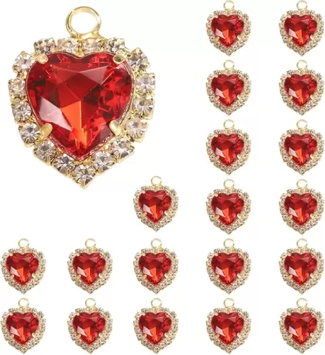 uxcell Rhinestone Heart Charm Crystal Heart Rhinestones Pendants Flat Back Craft Supplies for Jewelry Making Bracelet Necklace Earring Pendant DIY Accessories