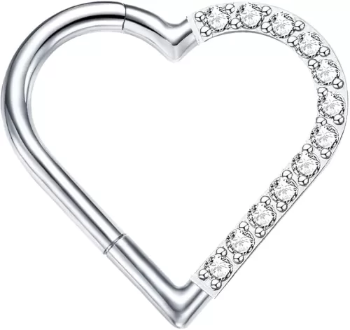 VOJO 16G G23 Titanium Daith Piercing Jewelry Heart Clicker Cartilage Tragus Earring for Women