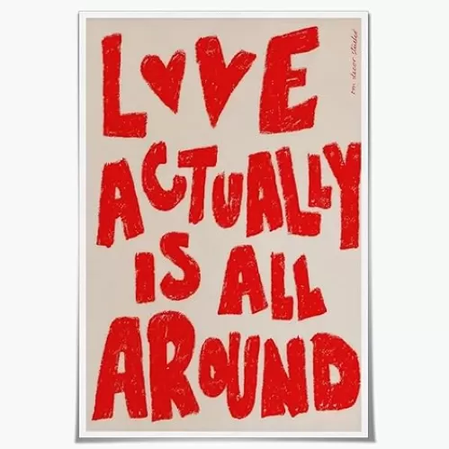 WLZWD Retro Heart Valentine's Day Wall Art Trendy Love Actually Prints Pictures Retro Room Decor Aesthetic Posters for Home Decor Perfect for Living Room Bedroom Unframed12x18inch