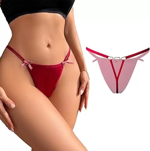 Women G-String Thongs Panties T Back High Waist Seamless Underwear Sexy Heart Shape Chain