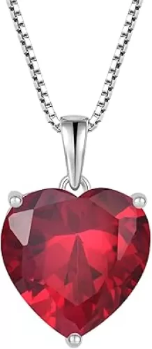 Women Heart Necklace 925 Sterling Silver 13 * 13mm Birthstone Pendant with Chain 5A Cubic Zirconia Jewelry