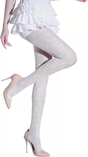 Women’s 15D Sheer Pantyhose Polka Dots Hearts Patterned High Waist Ultra Stretchable Footed Tights Plus Size Stockings